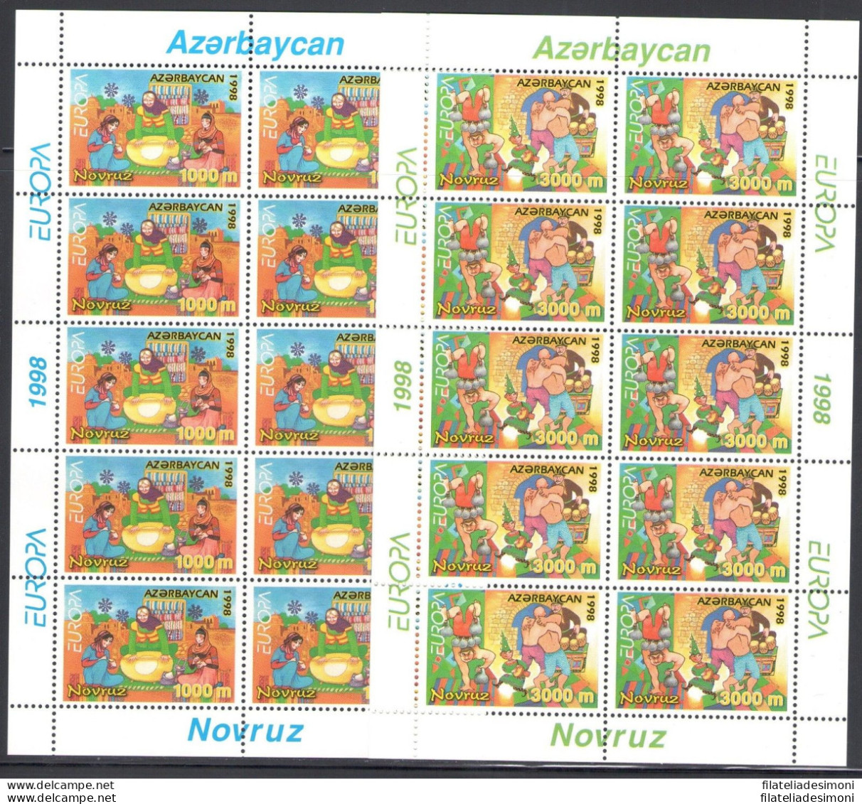 1998 EUROPA CEPT Azerbaigian/Azerbaycan 2 Minifogli Da 10 Valori MNH** - Other & Unclassified