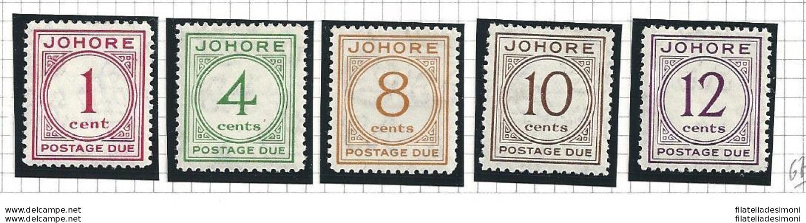 1938 Malaysian States JOHORE - SG D1/D5 -  5 Valori  - MLH* - Sonstige & Ohne Zuordnung