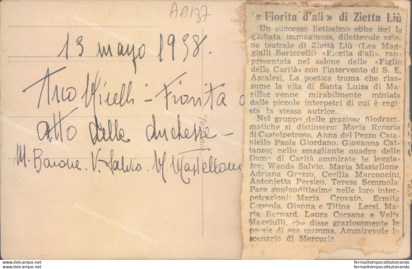 Aa187 Cartolina Fiorita D'ali Di Zietta Liu' - Unclassified