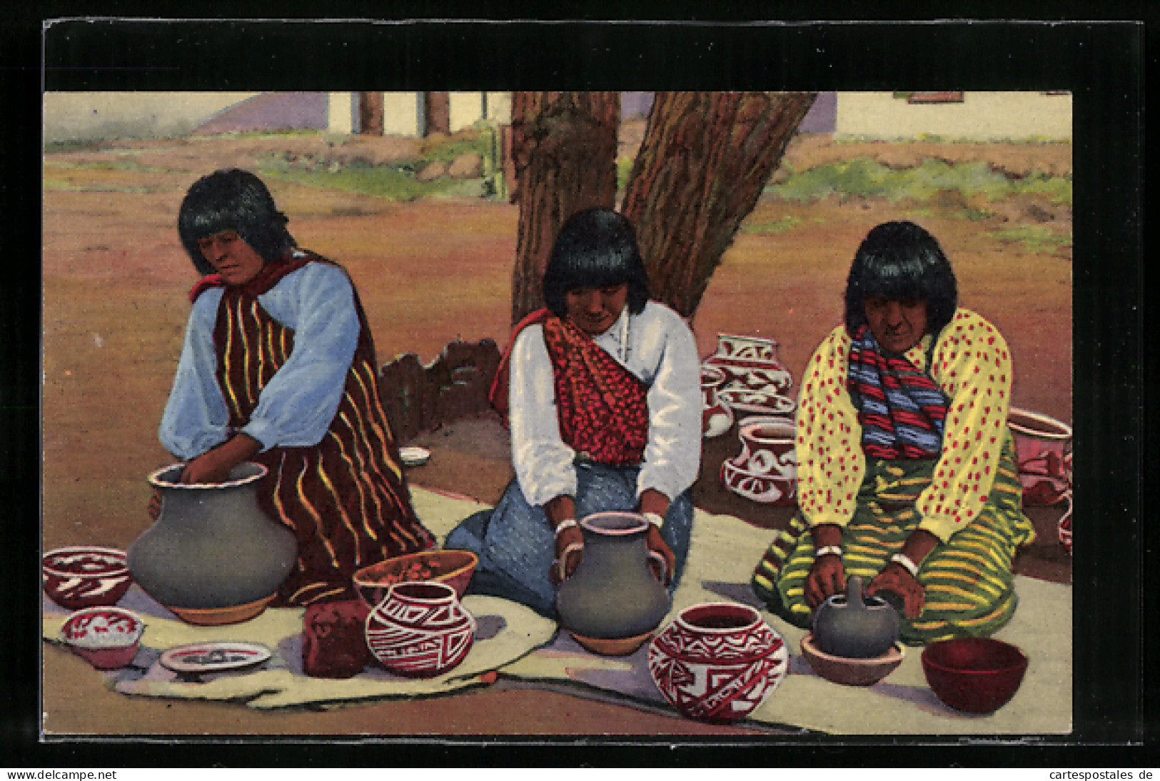 AK Pueblo Indian Women Making Pottery  - Ohne Zuordnung