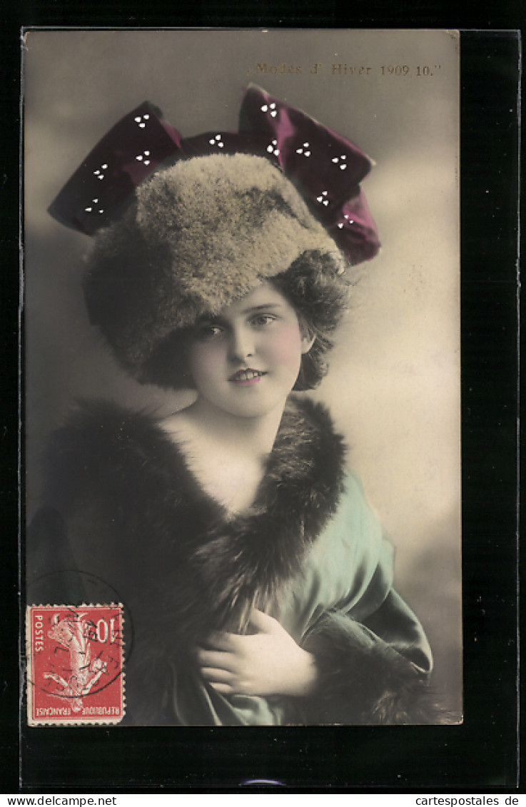 AK Wintermode 1909 /10, Junge Dame Mit Pelzhut  - Moda
