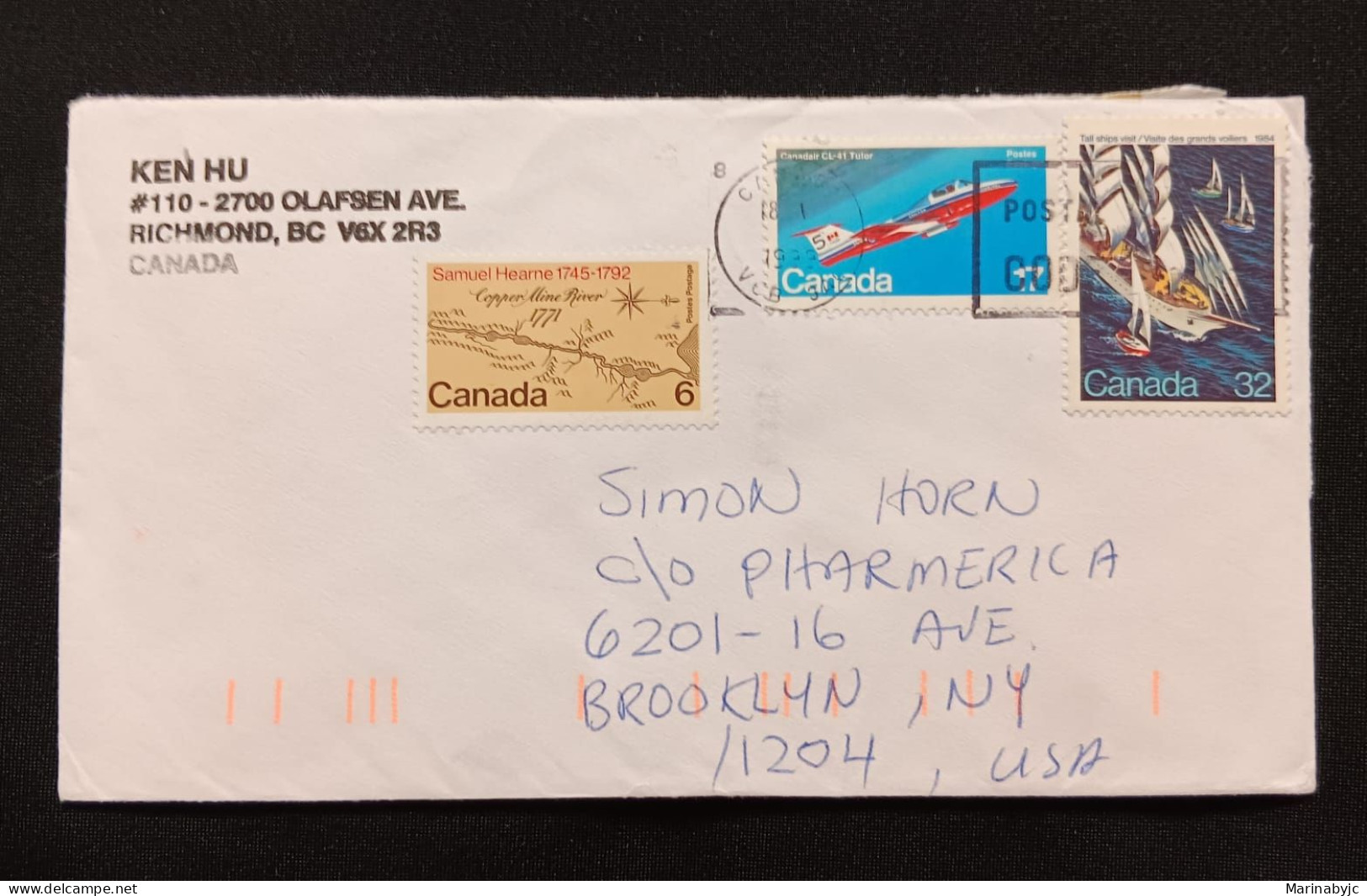 DM)1988, CANADA, LETTER SENT TO U.S.A, AIR MAIL, WITH STAMPS, II CENTENARY OF SAMUEL HEARNE'S EXPEDITION TO THE COPPERMI - Autres & Non Classés