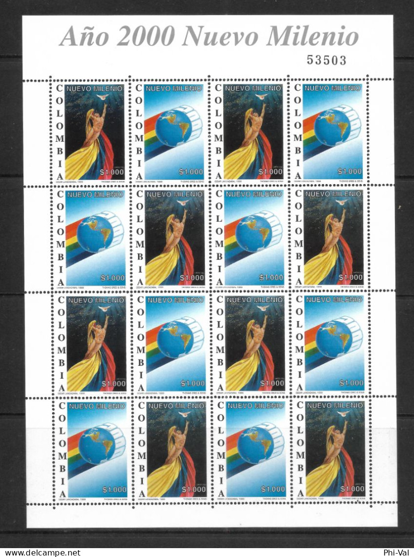 (LOT366) Colombia Postage Stamp Sheet. 2000. Sc 1166. XF MNH - Colombia