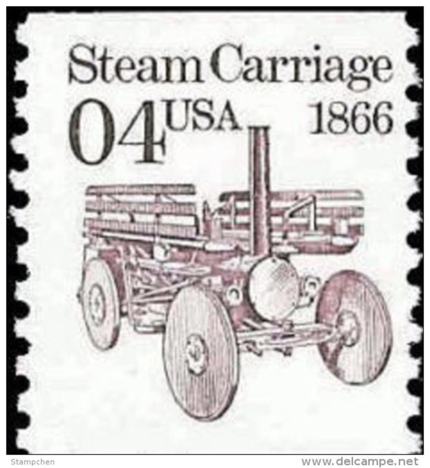 1991 USA Transportation Coil Stamp Steam Carriage Sc#2451 History Car Post - Voitures