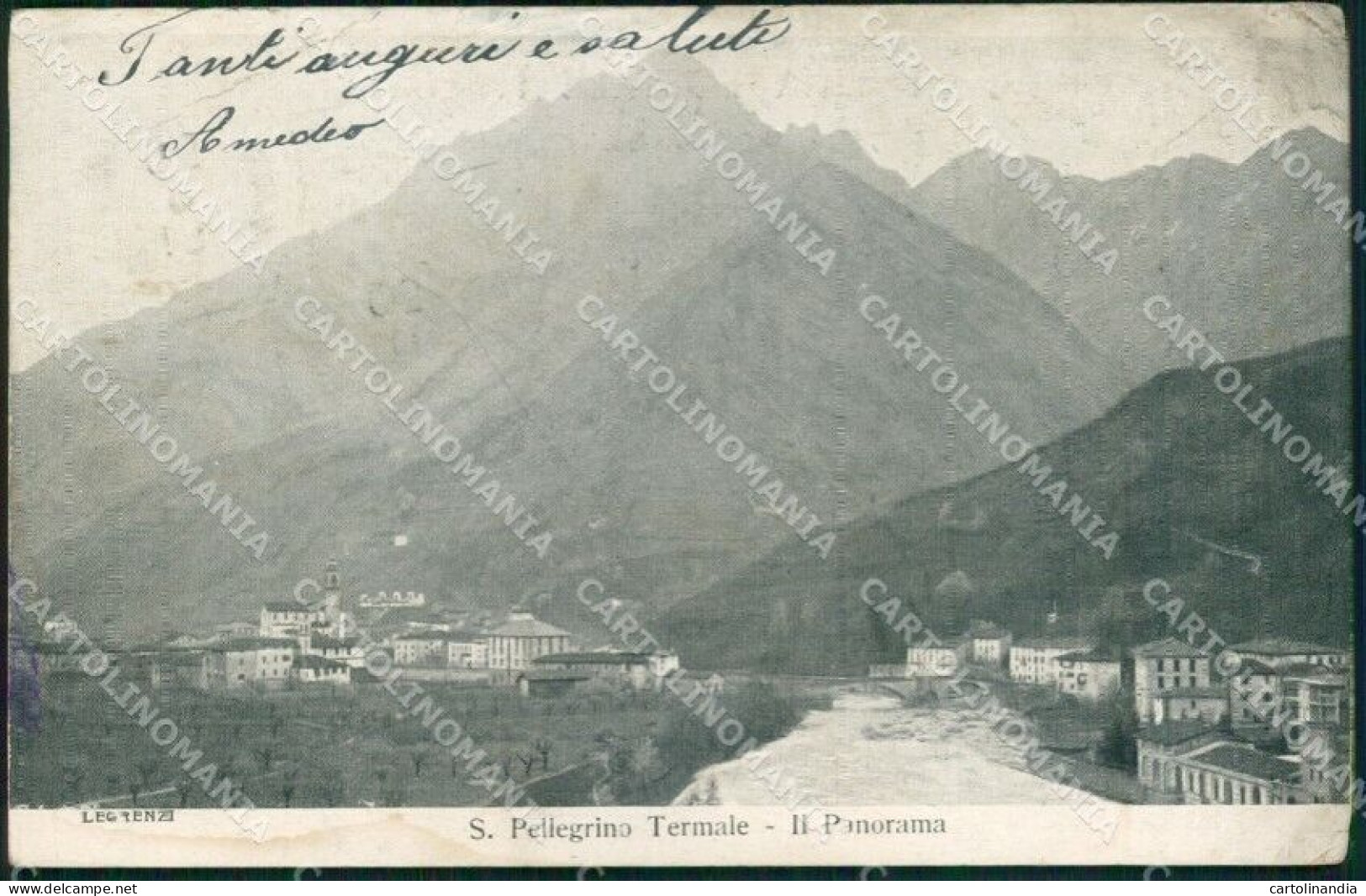 Bergamo San Pellegrino Terme Veduta Generale ABRASA MACCHIA Cartolina MX4047 - Bergamo