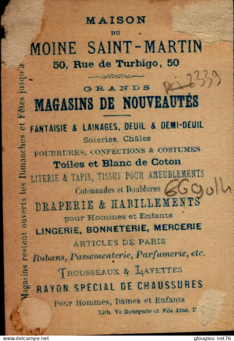 CHROMO.. MAISON DU MOINE ST-MARTIN A PARIS..DOUBLE EFFET DE GLACE...... - Autres & Non Classés