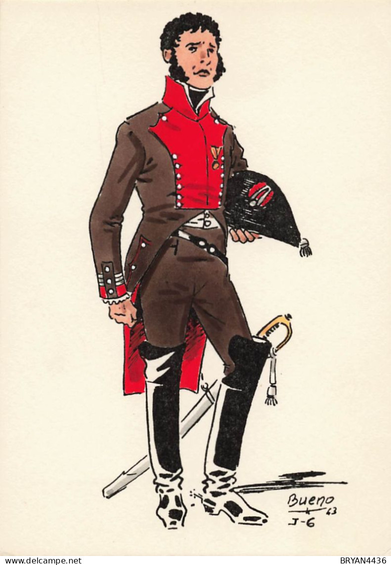 UNIFORME - ESPAGNE - COLONEL REGIMENT Des GRENADERS De CASTILLE - 1811 - ILLUSTRATEUR; BUENO - CARTE ( 9 X 12,8 Cm) - Uniforms