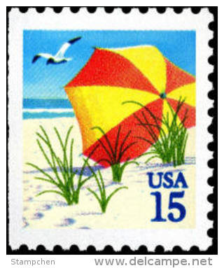 1990 USA Beach Umbrella Booklet Stamp Sc#2443 Post Seagull Bird - Other & Unclassified