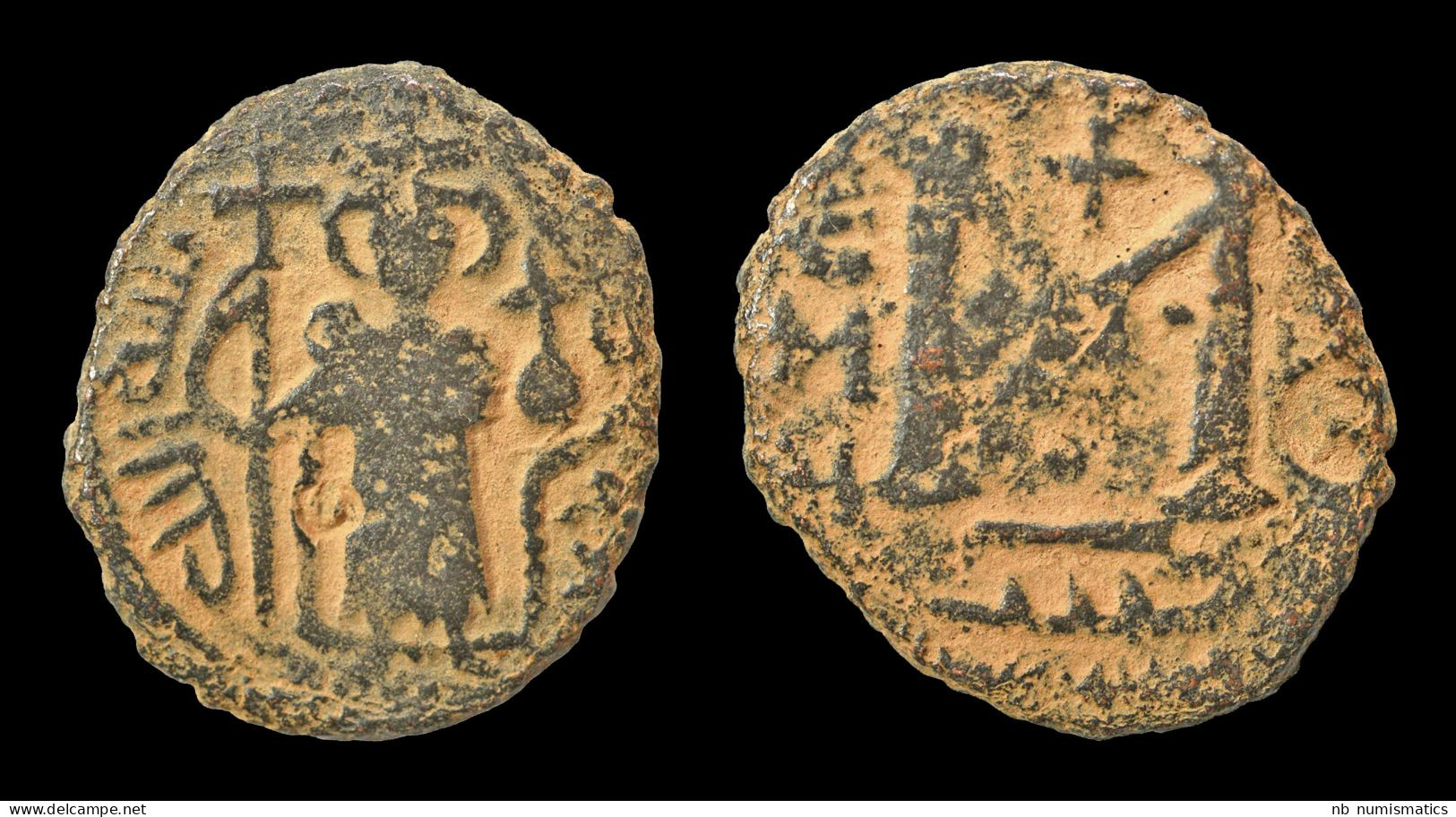 Islamic Arab-Byzantine Umayyad Caliphate AE Fals - Islamische Münzen