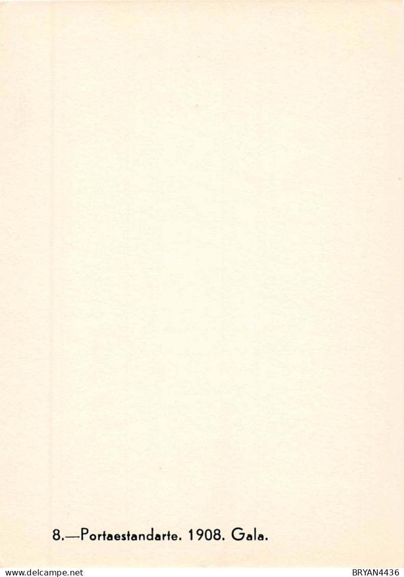 UNIFORME - ESPAGNE - REGIMENT DRAGON  - PORTE ETENDARD -1908 - ILLUSTRATEUR; BUENO - CARTE ( 9 X 12,8 Cm) - Uniforms