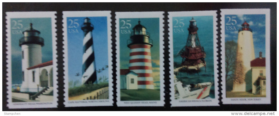 1990 USA Lighthouse Booklet Stamps Sc#2470-74 Ship Island Relic - Nuevos