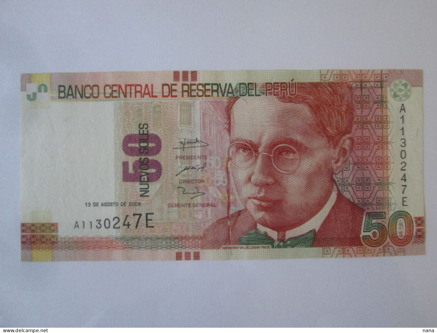 Rare Year! Peru 50 Nuevos Soles 2009 AUNC Banknote See Pictures - Peru