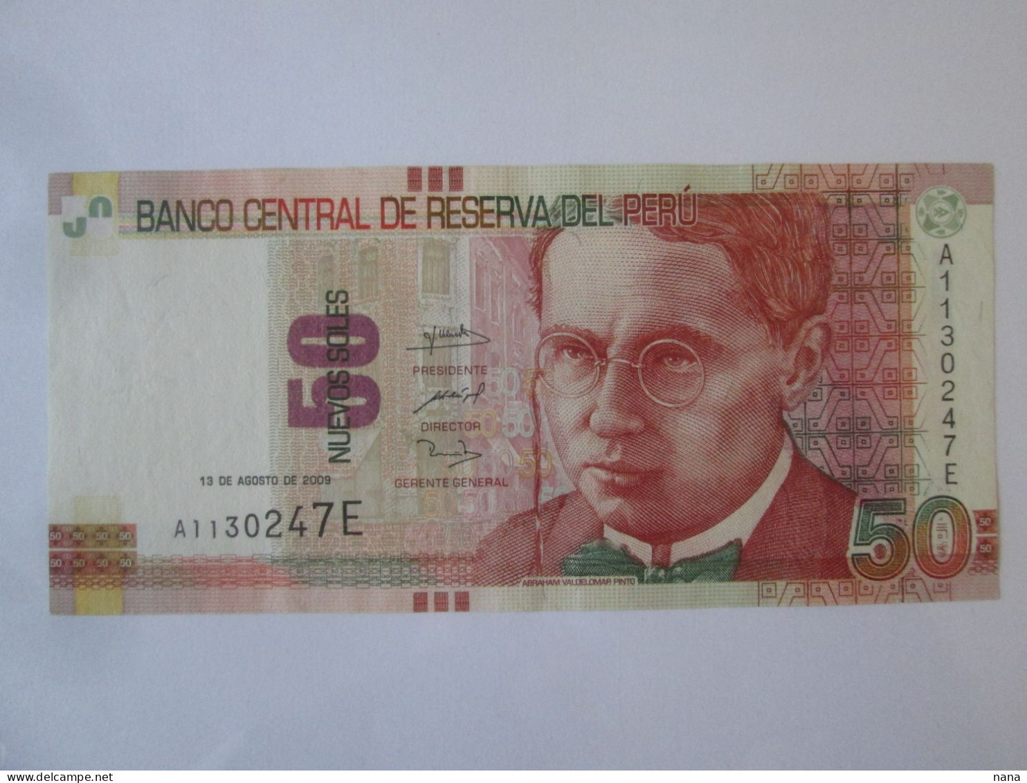 Rare Year! Peru 50 Nuevos Soles 2009 AUNC Banknote See Pictures - Perú