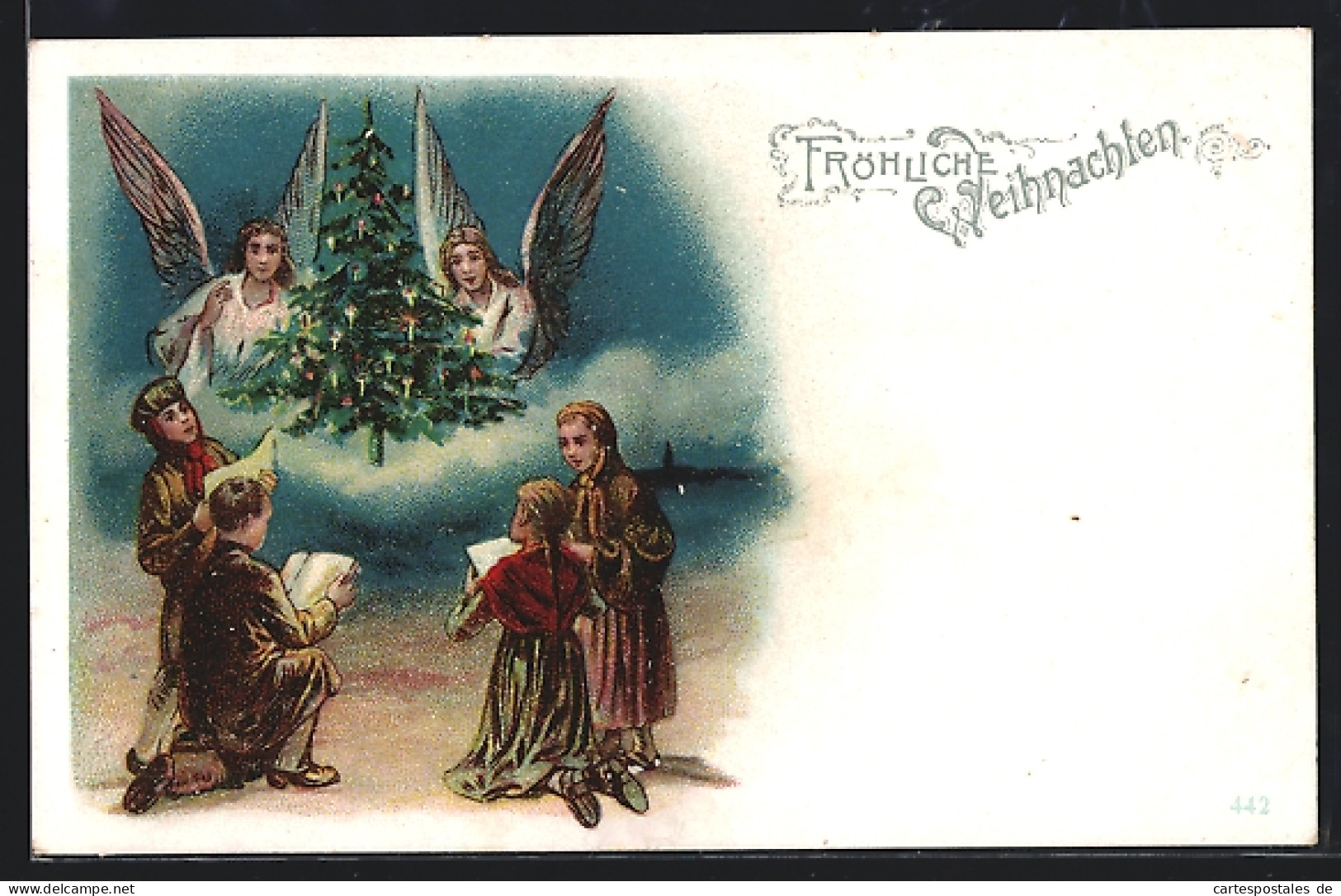 AK Weihnachtsengel Mit Christbaum Beobachten Singende Kinder  - Angels