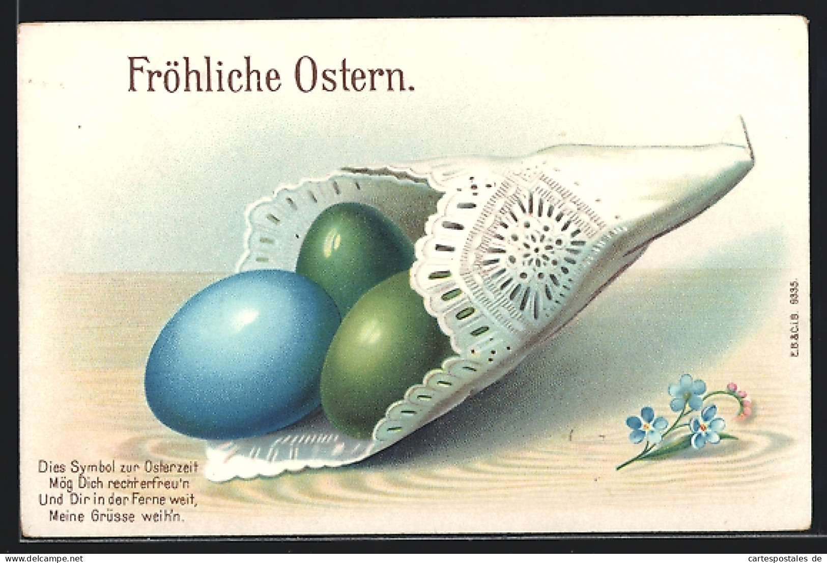 Lithographie Fröhliche Ostern, Dies Symbol Zur Osterzeit..., Bunte Eier  - Ostern