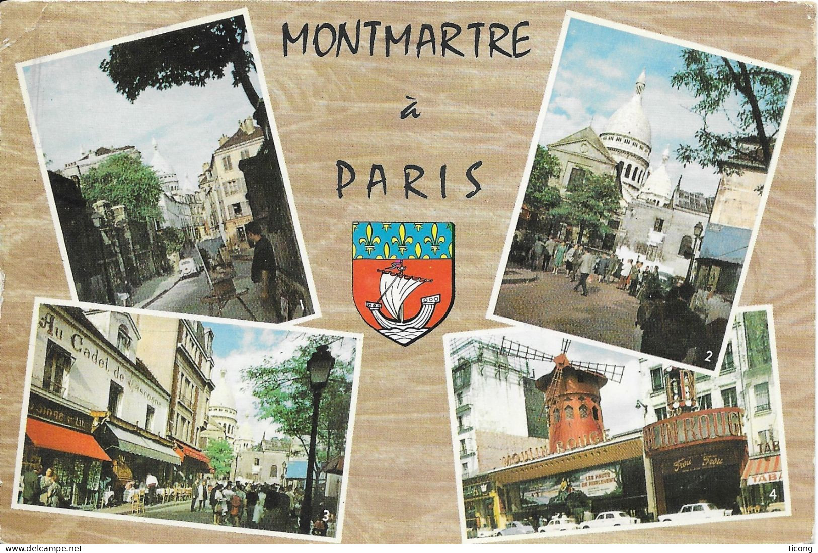 MONTMARTRE PARIS, MOULIN ROUGE ( FILM LES HAUTS DE HURLEVENT ) PLACE DU TERTRE, SACRE COEUR, FLAMME GARE DE L EST 1971 - Panorama's