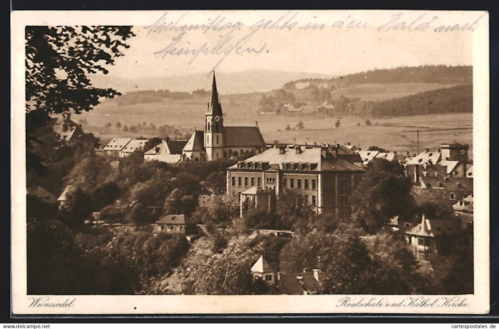 AK Wunsiedel, Realschule Und Katholische Kirche Aus Der Vogelschau  - Wunsiedel