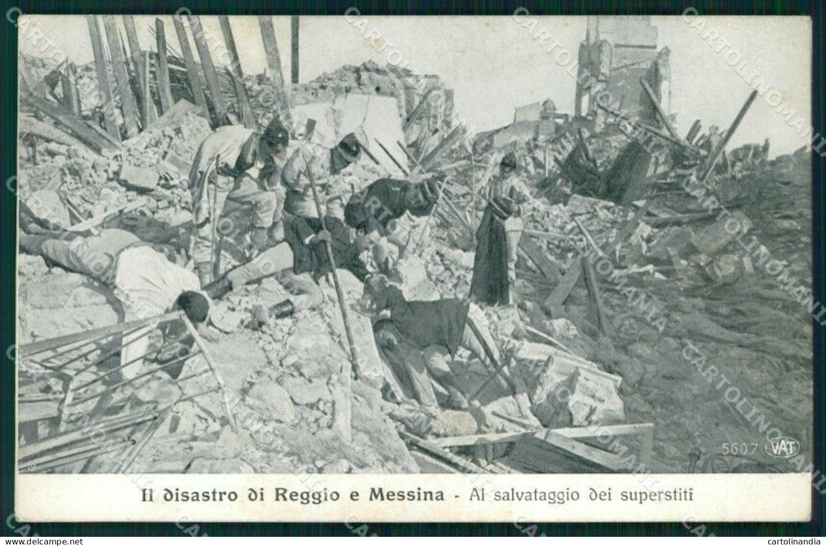 Messina Città Salvataggio Superstiti Terremoto Alterocca 5607 Cartolina MX0843 - Messina