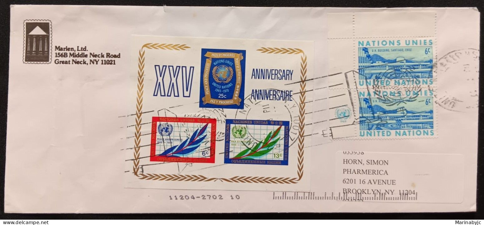 DM)1970, UNITED NATIONS, FIRST DAY COVER, ISSUE, XXV ANNIVERSARY OF THE UNITED NATIONS, UN SERIES, SANTIAGO DE CHILE, FD - Other & Unclassified