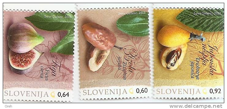 SLOVENIA,2013,TREES,FRUITS,MNH,JUJUBE,FIG,LAQUET,MNH - Fruit