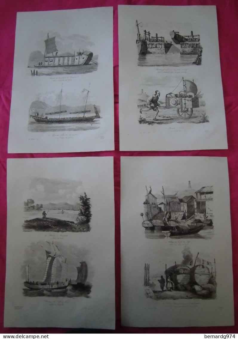 Chine China : Twenty-four  Antique Prints On Twelve Sheets  Dumont D’Urville (1834) - Documentos Históricos