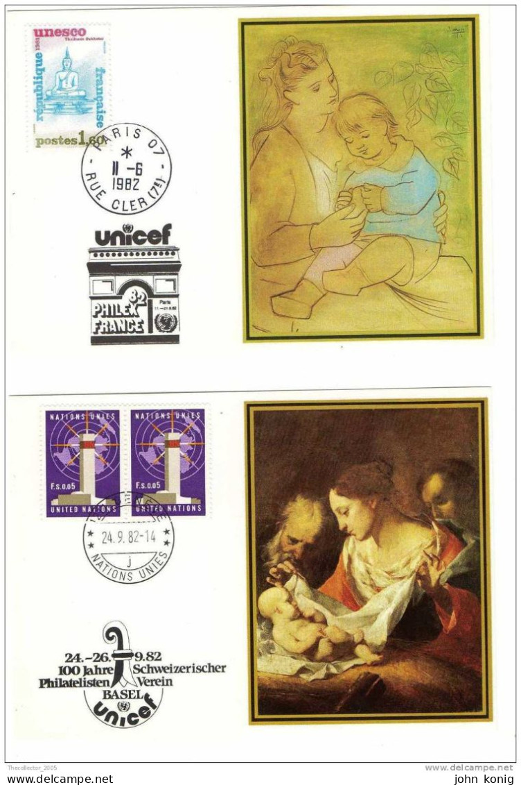 2 Pz X POSTCARD-POSTKARTE-CARTOLINA FIRST DAY-PRIMO GIORNO - GERMANY-GERMANIA - ONU-UNICEF (1982) - UNICEF