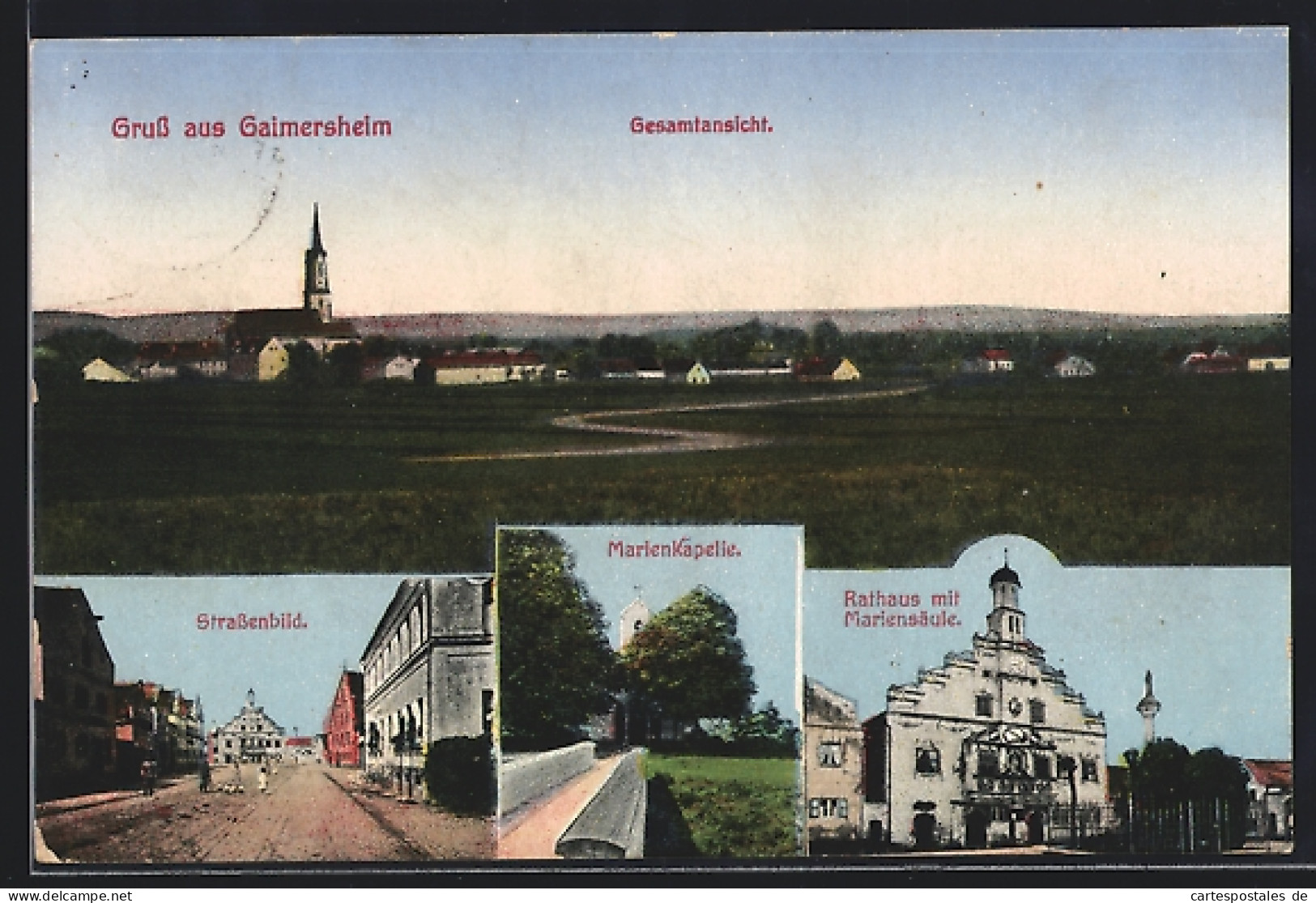 AK Gaimersheim, Strassenbild, Rathaus Mit Mariensäule, Marien Kapelle, Gesamtansicht  - Gaimersheim