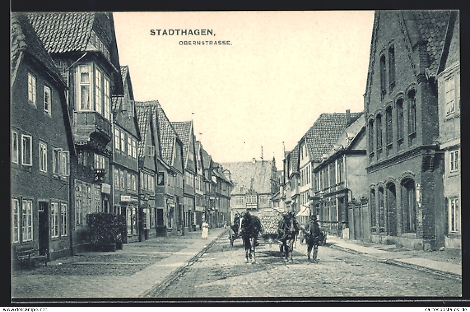 AK Stadthagen, Obernstrasse Mit Pferdefuhrwerk  - Stadthagen