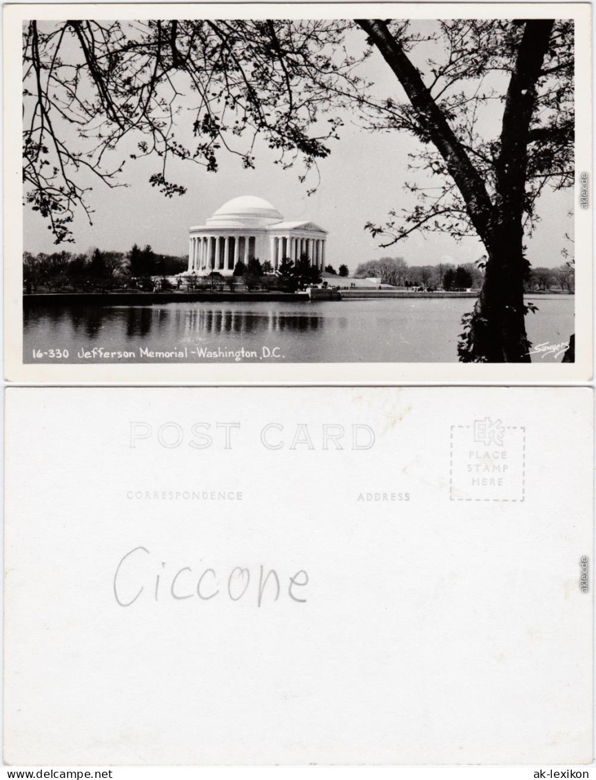 Washington D.C. Jefferson Memorial Foto Postcard 1940 - Washington DC