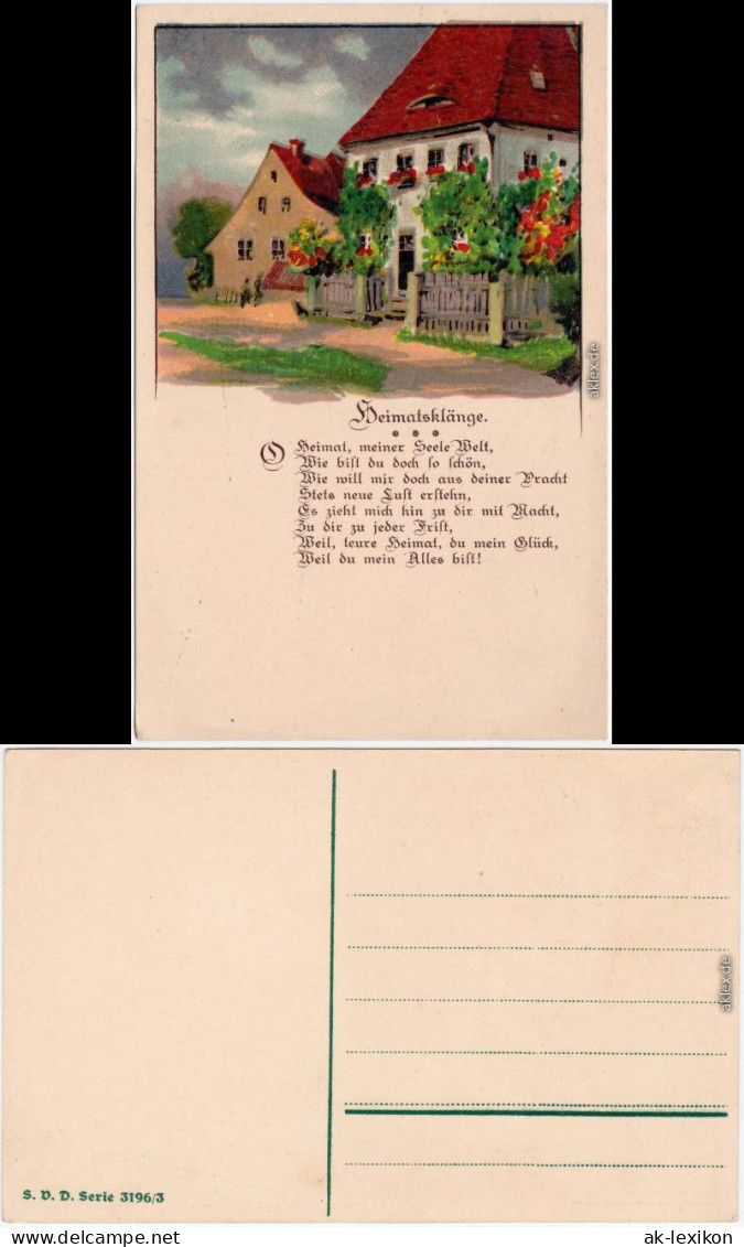 Ansichtskarte  Heimatsklänge Spruch Künstlerkarte 1928  - Philosophie & Pensées
