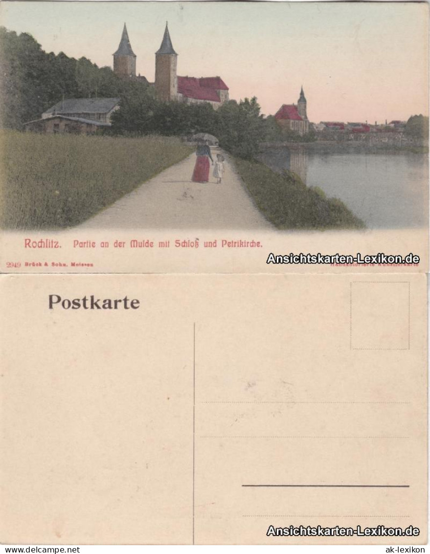 Rochlitz Partie An Der Mulde Mit Schloß (Handcolorierte Künstlerkarte) 1912  - Rochlitz