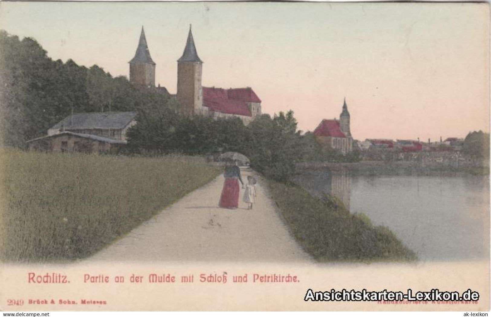 Rochlitz Partie An Der Mulde Mit Schloß (Handcolorierte Künstlerkarte) 1912  - Rochlitz