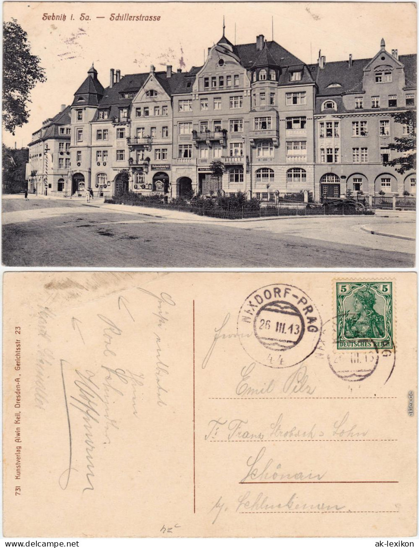 Sebnitz Partie In Der Schillerstraße Ansichtskarte  1913 - Sebnitz