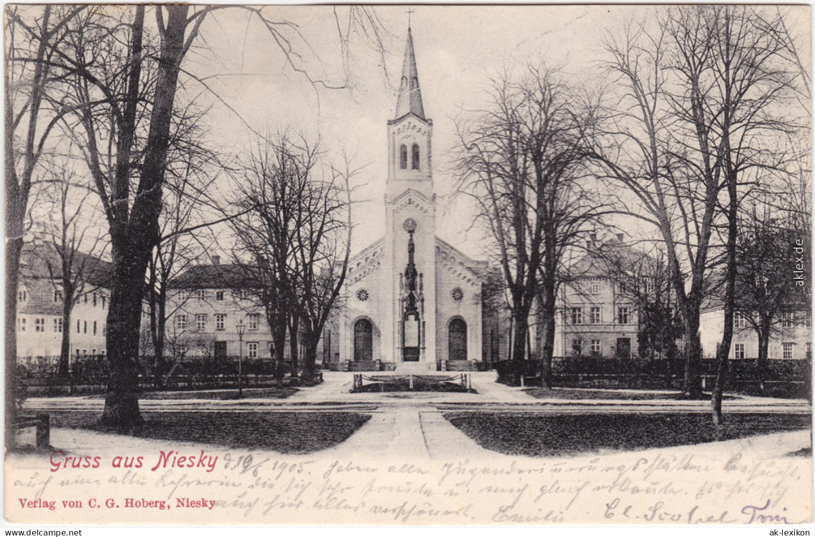 Niesky Niska Patz  Mit Kirche Ansichtskarte Oberlausitz 1913 - Niesky