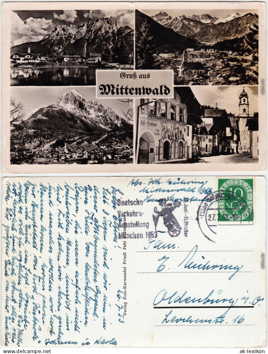 Mittenwald Ortsansicht Und Panorama Foto Ansichtskarte 1953 - Mittenwald