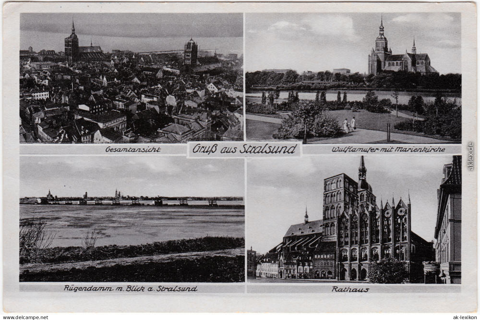 Stralsund Rügendamm, Marienkiche, Rathaus Ansichtskarte  1959 - Stralsund