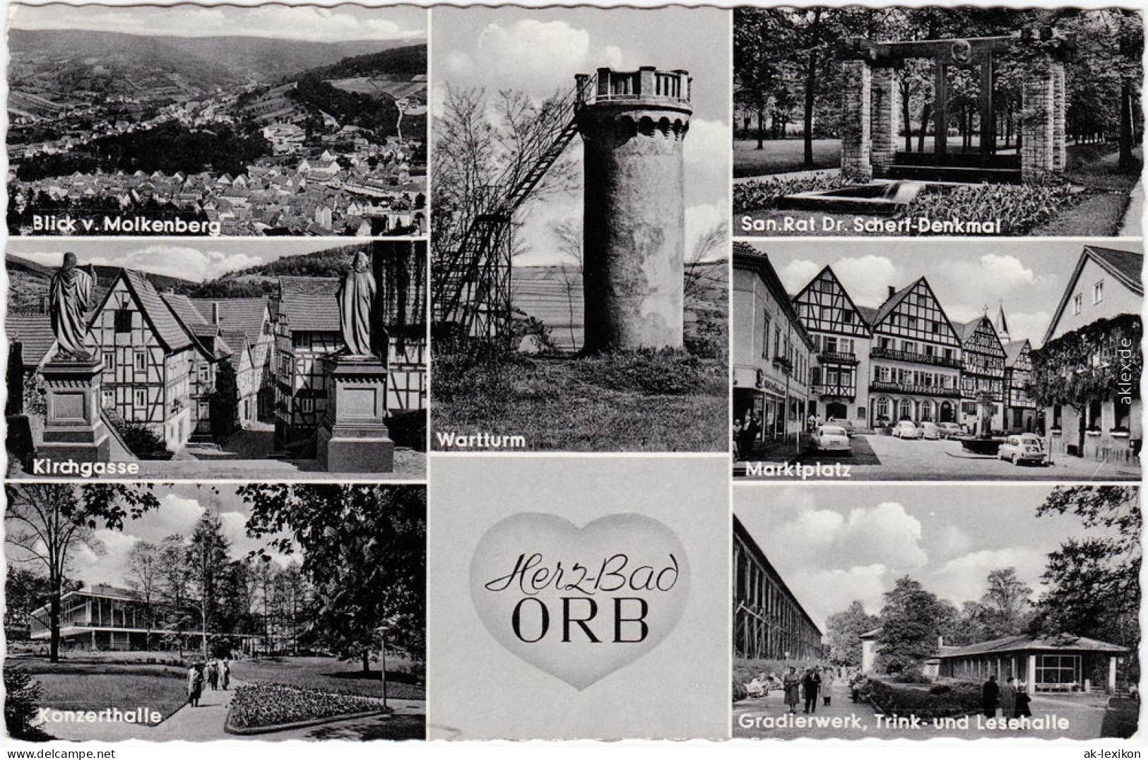 Bad Orb Kirchgasse, Wartturm, Konzerthalle, Kuranlage 1965 - Bad Orb