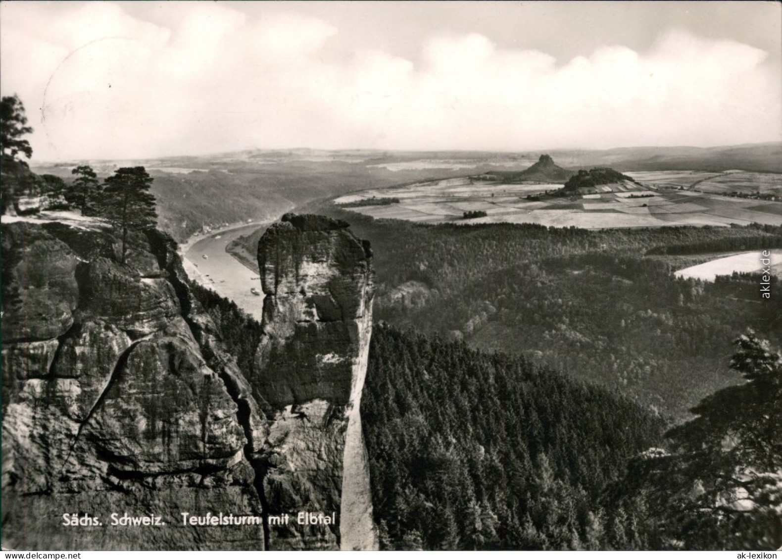 Bad Schandau Teufelsturm Mit Elbtal Foto Ansichtskarte 1972 - Bad Schandau