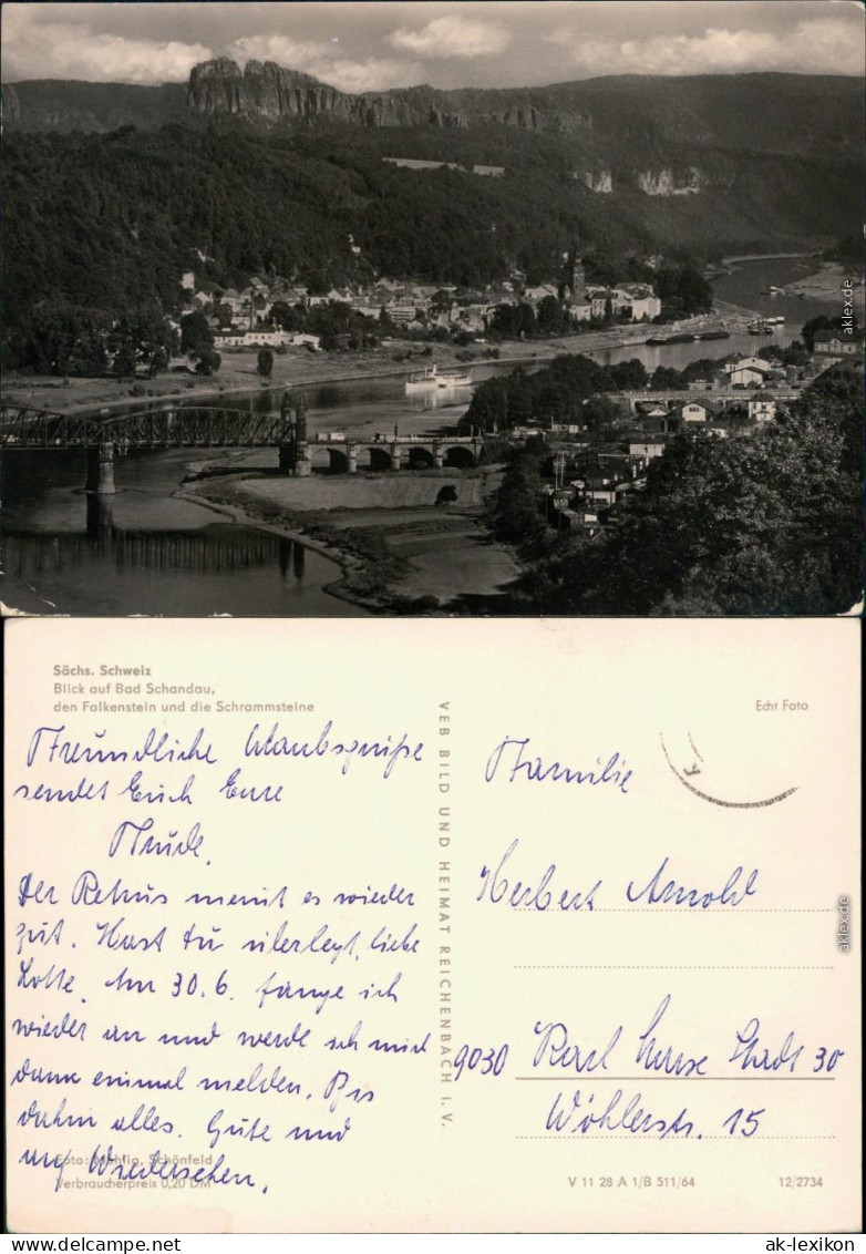 Bad Schandau Panorama-Ansicht, Falkenstein, Schrammsteine 1964 - Bad Schandau