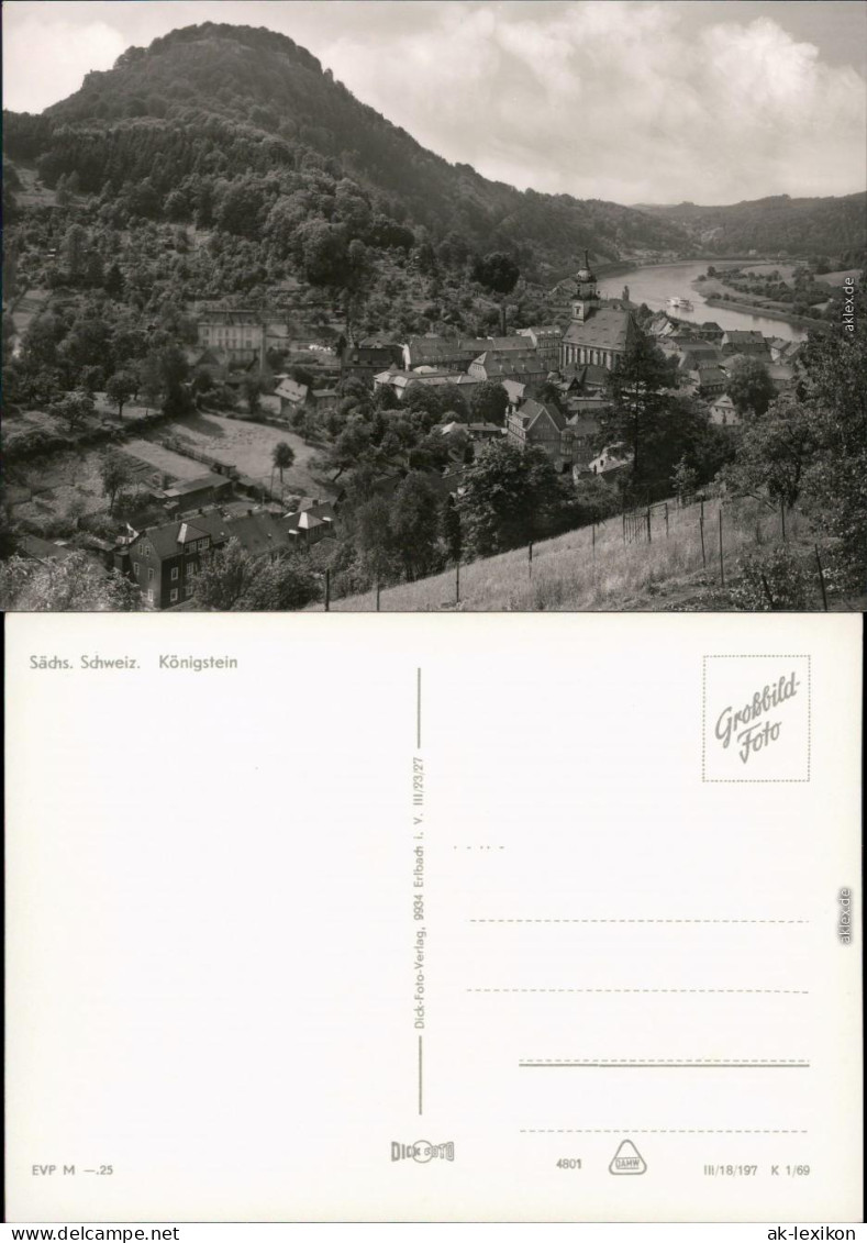 Königstein (Sächsische Schweiz) Panorama-Ansicht Foto Ansichtskarte 1969 - Koenigstein (Saechs. Schw.)