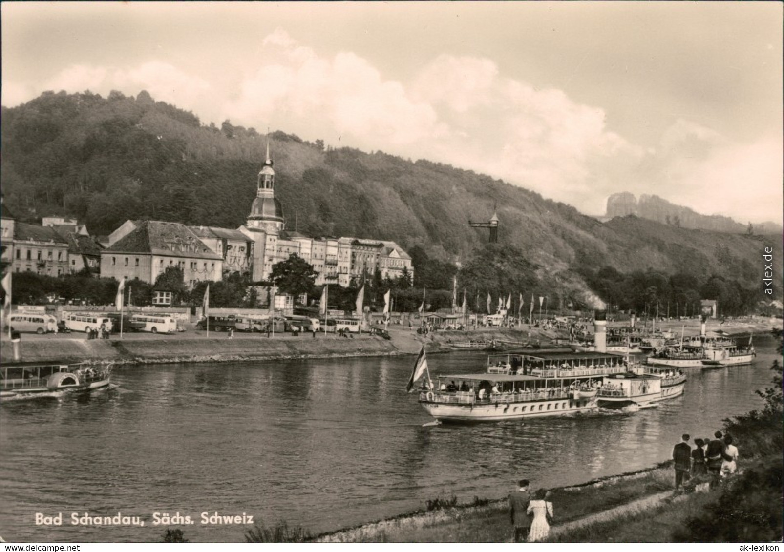 Bad Schandau Blick Auf Die Stadt Und Die Dampfer 1973 - Bad Schandau