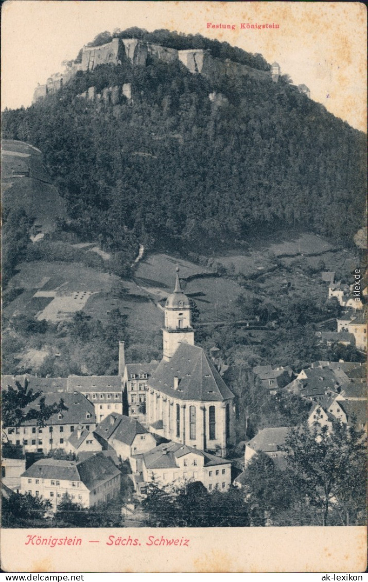 Königstein (Sächsische Schweiz) Panorama-Ansicht, Festung Königstein 1908 - Koenigstein (Saechs. Schw.)