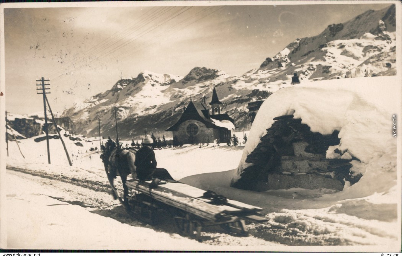 Pferdeschlitten Auf Straße Bei Dorf Foto Ansichtskarte  1928 - Zu Identifizieren