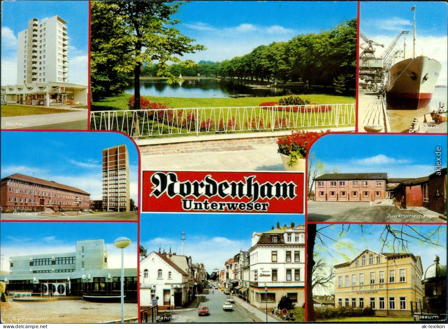 Nordenham Hochhaus Gymnasium, Bahnhofstr., Hafen, Jugendherberge, Museum 1986 - Nordenham