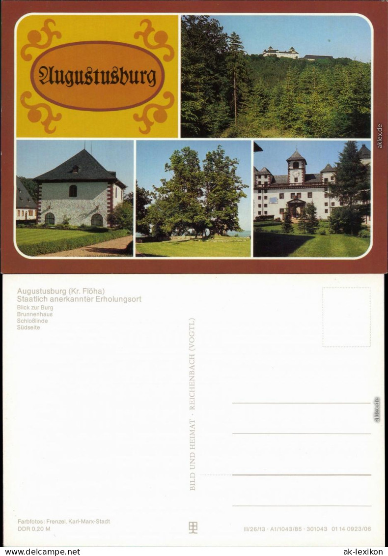 Augustusburg Blick Zur Burg, Brunnenhaus, Schloßlinde, Südseite 1985 - Augustusburg