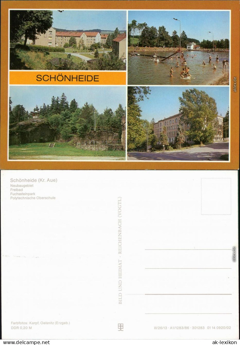 Schönheide (Erzgebirge) Neubaugebiet, Freibad, Fuchssteinpark,  Oberschule 1986 - Schönheide