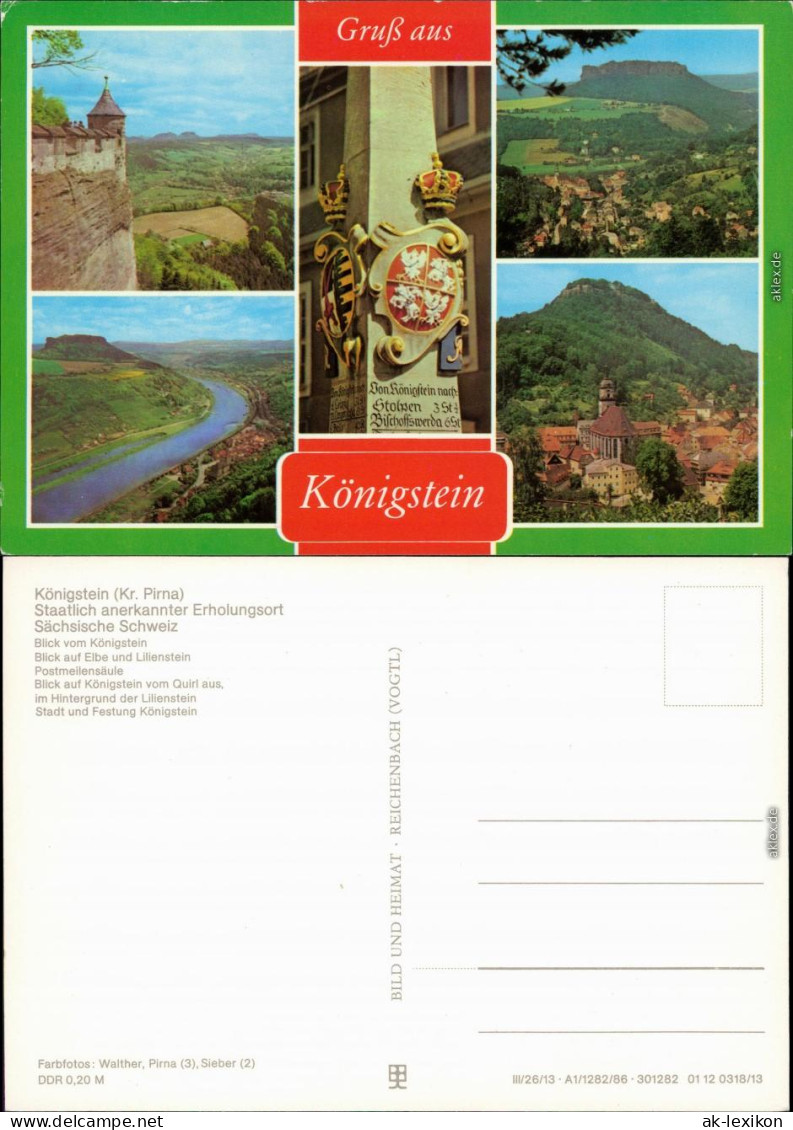 Königstein (Sächsische Schweiz) Blick Vom Königstein, Auf Die Elbe Und  N 1985 - Koenigstein (Saechs. Schw.)
