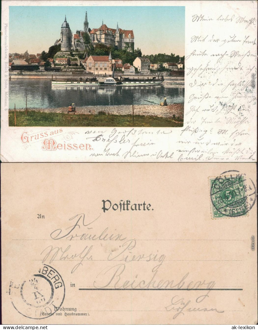 Meißen Schloss Albrechtsburg Mit Elb-Dampfer 1900 - Meissen