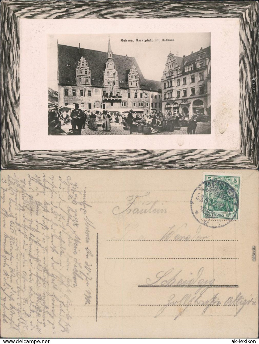 Meißen Reges Treiben Auf Dem Marktplatz  1912 Passepartout - Meissen