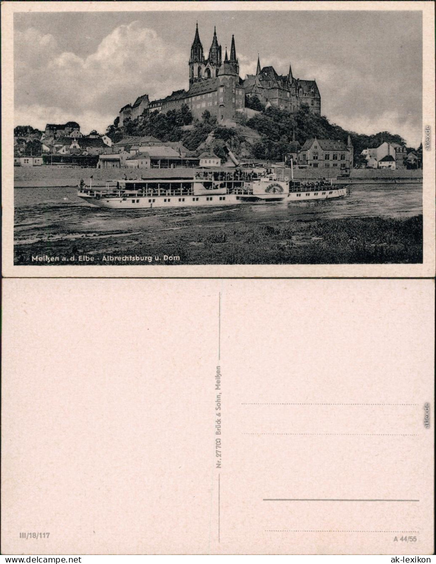 Meißen Schloss Albrechtsburg Mit Elb-Dampfer Im Vordergrund 1955 - Meissen